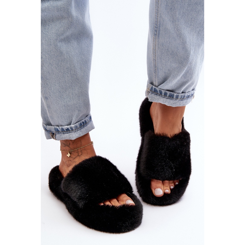 Pantuflas de pelo de mujer Biella negras negro 2