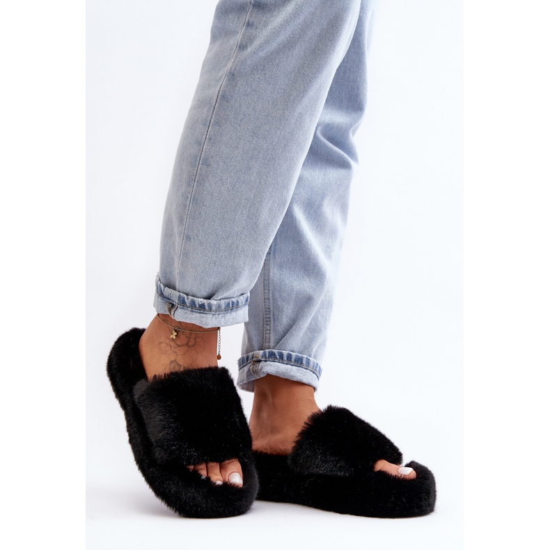 Pantuflas de pelo de mujer Biella negras negro 1