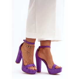 Sandalias cómodas de ante con tacón alto, Purple Essence púrpura 1