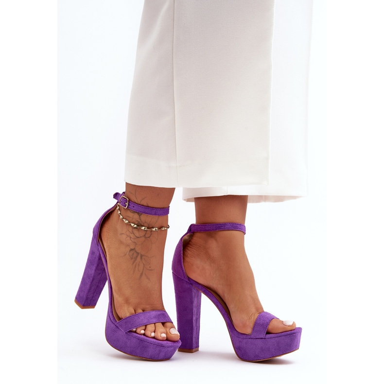 Sandalias cómodas de ante con tacón alto, Purple Essence púrpura 1