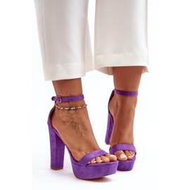 Sandalias cómodas de ante con tacón alto, Purple Essence púrpura 2