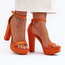 Sandalias cómodas de ante con tacón alto, Orange Essence naranja 1 Sandalias cómodas de ante con tacón alto, Orange Essence naranja 1