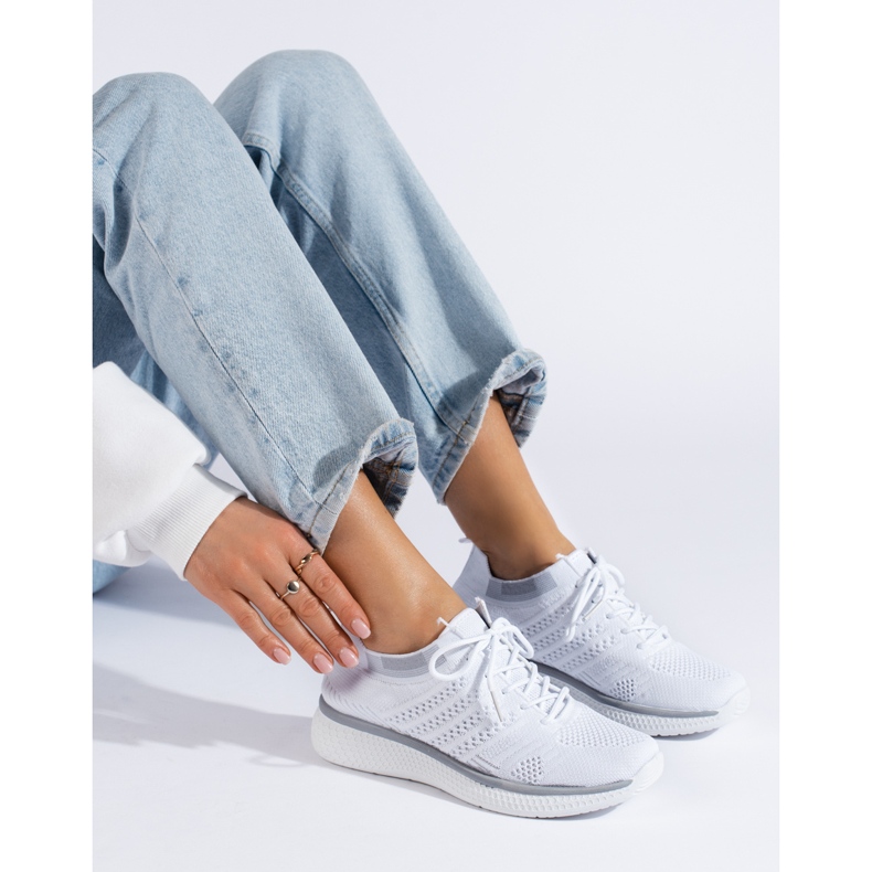 Calzado deportivo con cordones blanco 1