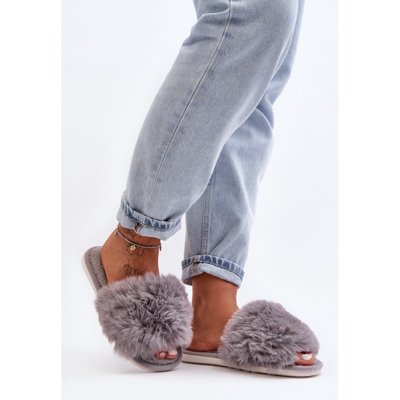Pantuflas De Mujer Con Pelo Gris Vienitta 1 Pantuflas De Mujer Con Pelo Gris Vienitta 1