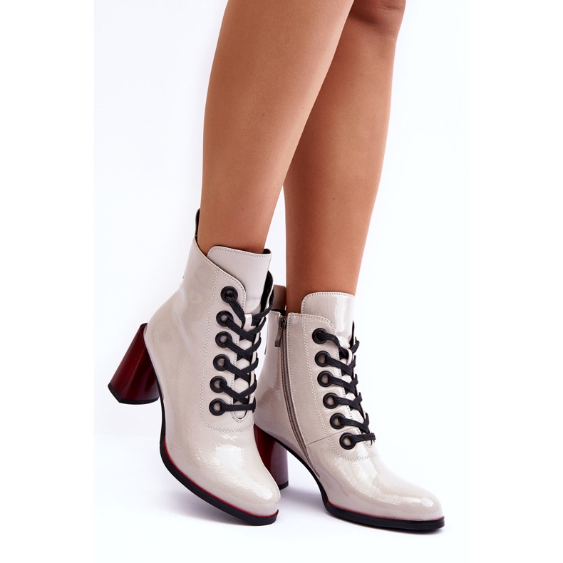 Botines Charol Cordones S.Barski MR870-15 Gris Claro 5