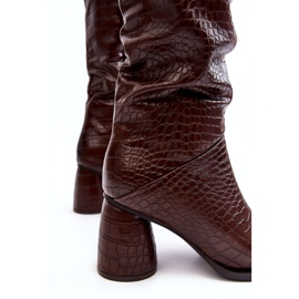 Botas Mujer Tacón Hasta La Rodilla Estampado Serpiente Marrón Ceriona 6