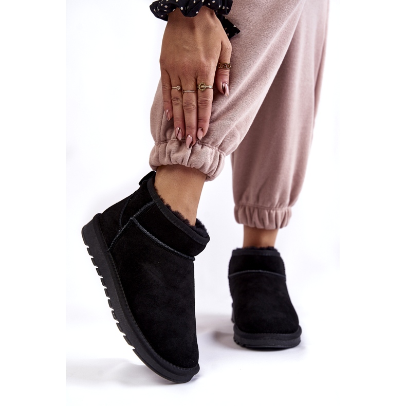 Botas de nieve con baja aislamiento de ante mujeres negro 1