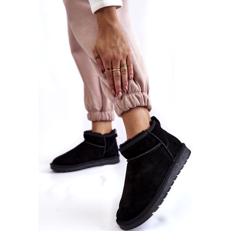 Botas de nieve con baja aislamiento de ante mujeres negro 2