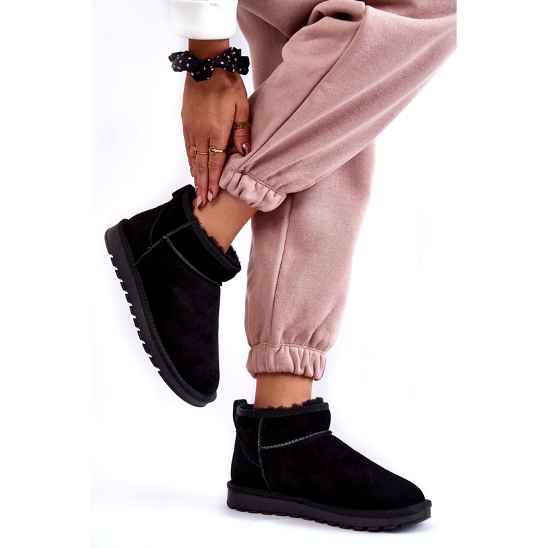 Botas de nieve con baja aislamiento de ante mujeres negro 3