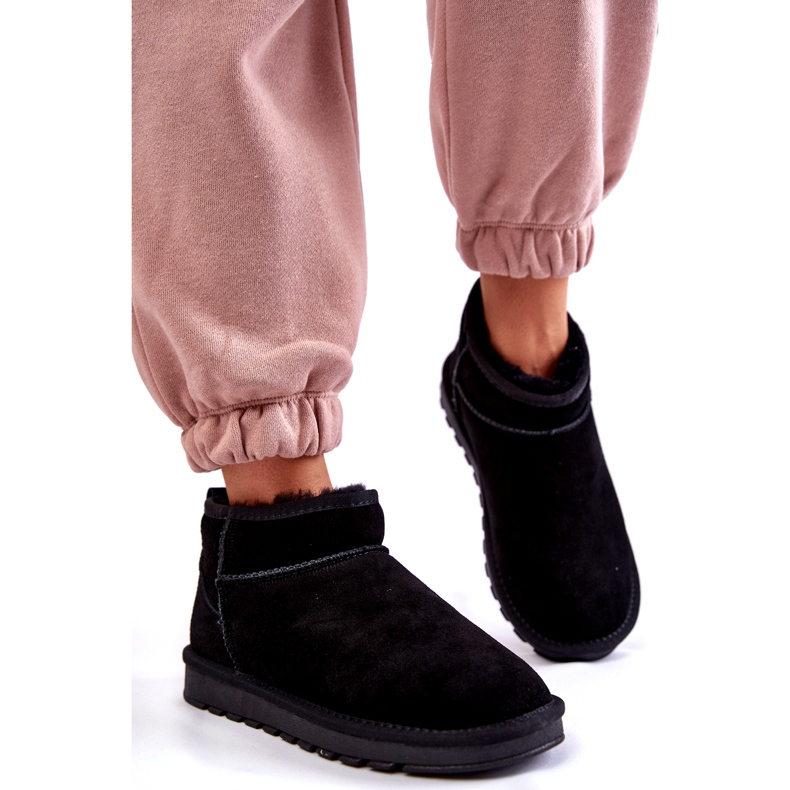 Botas de nieve con baja aislamiento de ante mujeres negro 5