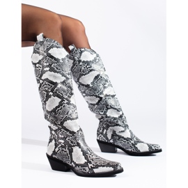 Botas cowboy de mujer con estampado Shelovet gris 1