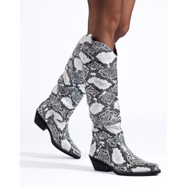 Botas cowboy de mujer con estampado Shelovet gris 2