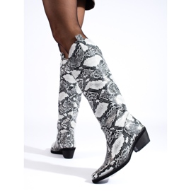 Botas cowboy de mujer con estampado Shelovet gris 3