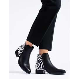 Botines de mujer Shelovet negros con estampado de cebra 1