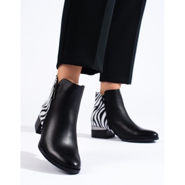 Botines de mujer Shelovet negros con estampado de cebra 2