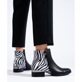 Botines de mujer Shelovet negros con estampado de cebra 3