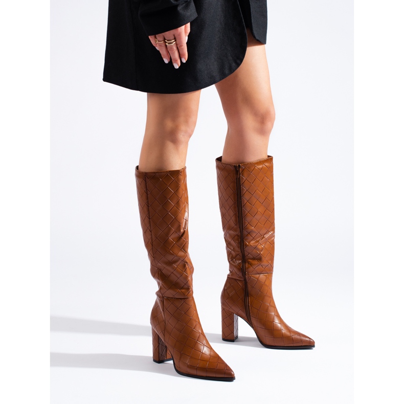 Botas de tacón Shelovet elegantes marrones marrón 1