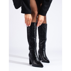 Botas de tacón Shelovet elegantes negras negro 2