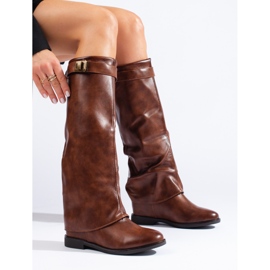 Botas cuña oculta Shelovet marrón 2