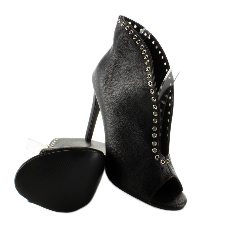 Botines Stilettos Con Tachuelas Hp-36 Negro 2