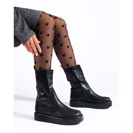 Botines de mujer beige con plataforma Shelovet. negro 1