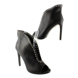 Botines Stilettos Con Tachuelas Hp-36 Negro 6