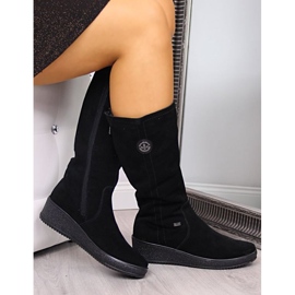 Botas impermeables de nobuck con aislamiento de lana de oveja Rieker W R237 negro 1