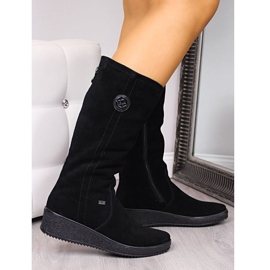 Botas impermeables de nobuck con aislamiento de lana de oveja Rieker W R237 negro 2
