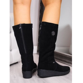 Botas impermeables de nobuck con aislamiento de lana de oveja Rieker W R237 negro 3