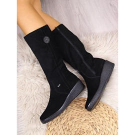 Botas impermeables de nobuck con aislamiento de lana de oveja Rieker W R237 negro 4