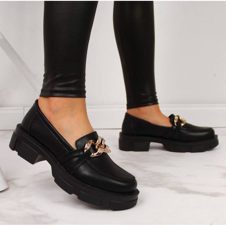 Zapatos de piel con cadena Filippo W PAW252, negro 2