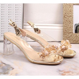 D&amp;A W OLI191B sandalias de tacón transparente, dorado 5