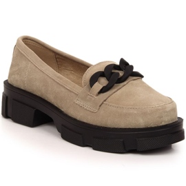 Zapatos de piel con cadena Filippo W DP3221/23 beige 1