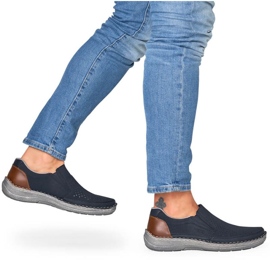 Zapatos cómodos calados Rieker M RKR579 azul marino 4