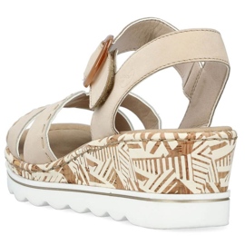 Sandalias cuña cómodas Rieker W RKR595, beige 2