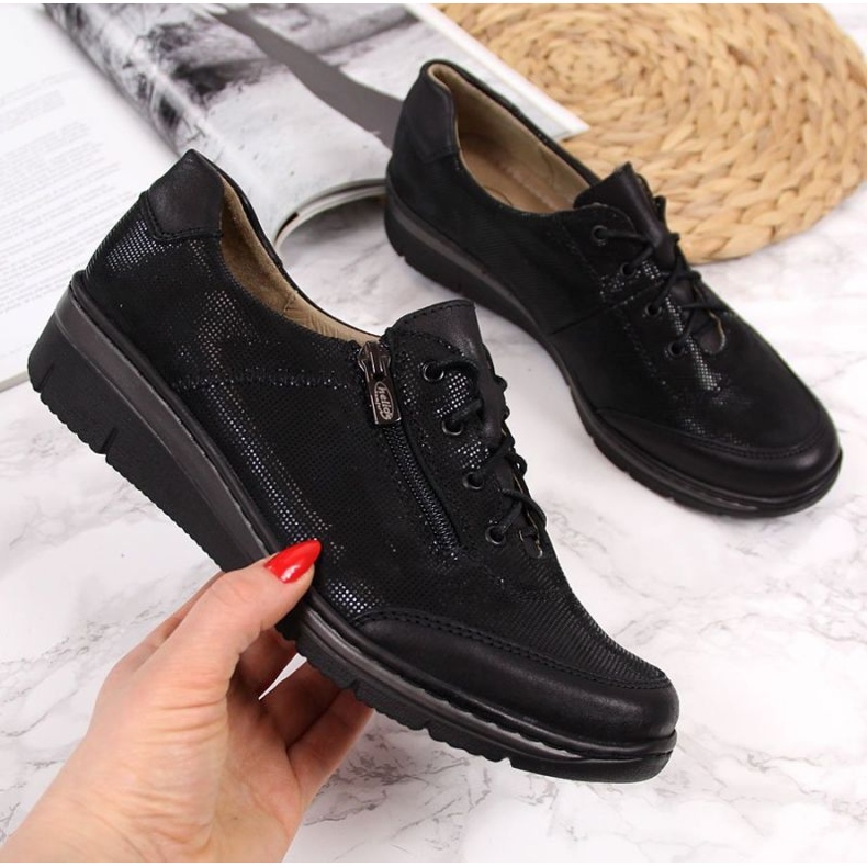 Helios W H334B Zapatos piel brillante negro 1