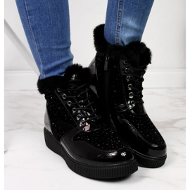 Botas de cuero con aislamiento en la plataforma Rieker W 93312, negro 2