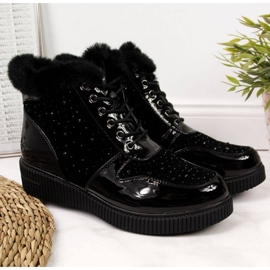 Botas de cuero con aislamiento en la plataforma Rieker W 93312, negro 3