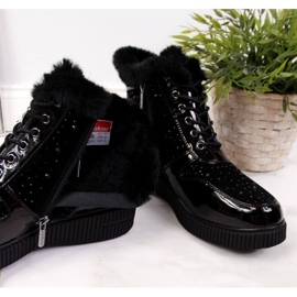 Botas de cuero con aislamiento en la plataforma Rieker W 93312, negro 4
