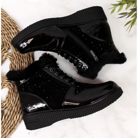 Botas de cuero con aislamiento en la plataforma Rieker W 93312, negro 5