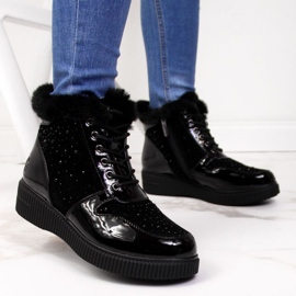 Botas de cuero con aislamiento en la plataforma Rieker W 93312, negro 6