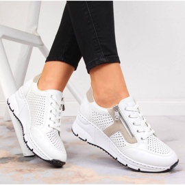 Zapatos cuña Rieker W N6304-80 piel blanco 2