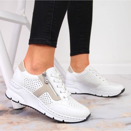 Zapatos cuña Rieker W N6304-80 piel blanco 3