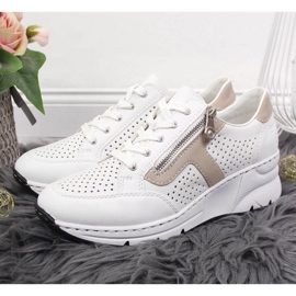 Zapatos cuña Rieker W N6304-80 piel blanco 5