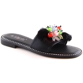Cómodas chanclas S.Barski Kv W OLI216A negras con abalorios negro 2