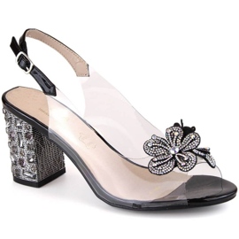 Sandalias transparentes con circonitas S.Barski W OLI222A, negro 1