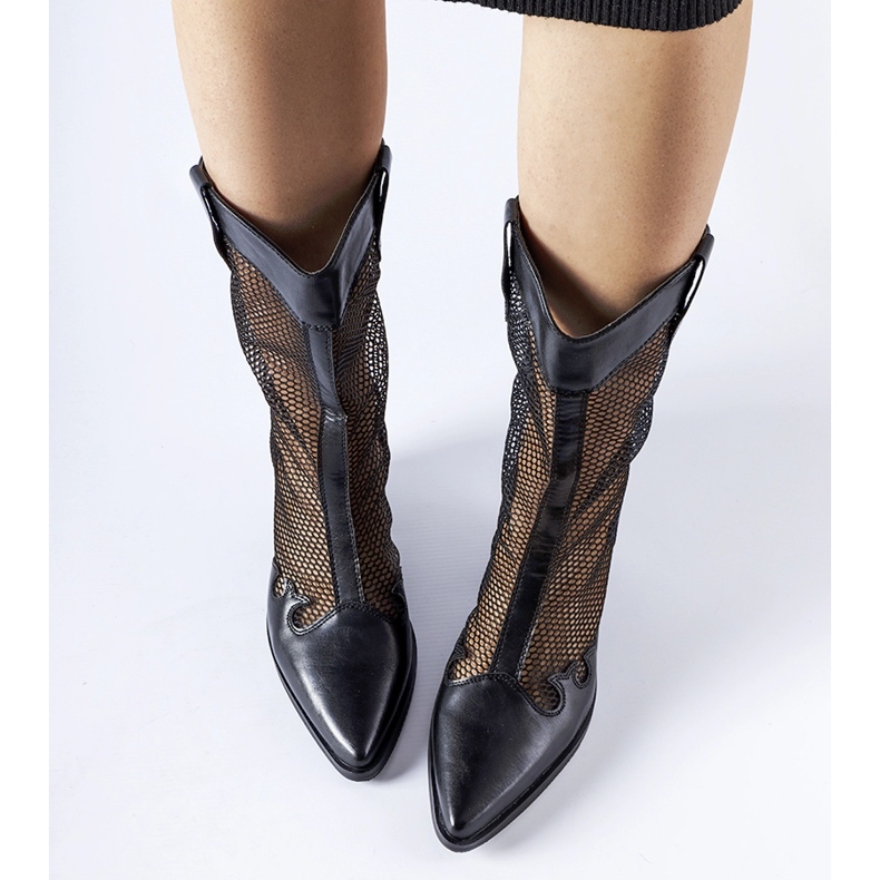 Botas cowboy caladas negras con tacón bajo de Beato negro 1 Botas cowboy caladas negras con tacón bajo de Beato negro 1