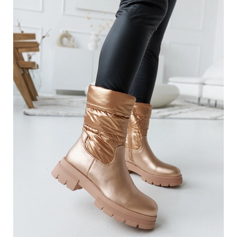 Botines aislantes metalizados con pespunte Malvaro beige 2