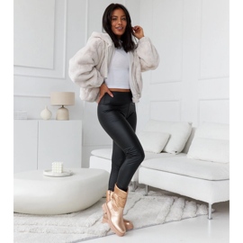 Botines aislantes metalizados con pespunte Malvaro beige 1