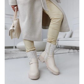 Botines beige con pespuntes Brembo decorativos 4